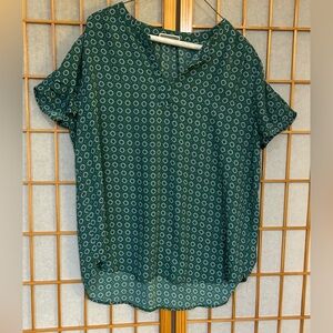 PLEIONE Green Blue Floral Short sleeve blouse M